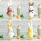 4Pcs Plush Easter Chicken with Bunny Ear Hat Decorations, 5.6inch Cute Mini Standing Chicks Figurine, Plush Animals Statue Tabletop Decor Easter Gift Spring Home Party Favors